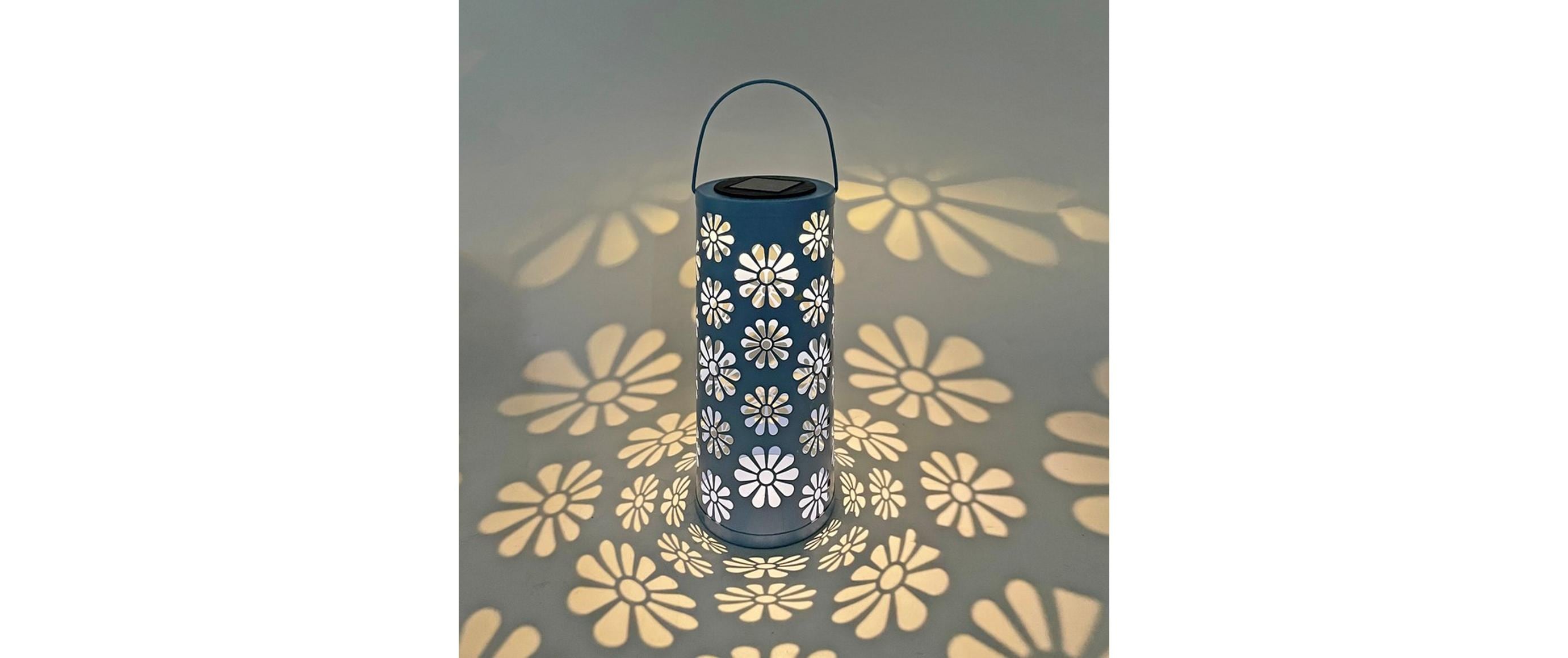 Dameco LED Solar Laterne mit 1 LED aus Metall in Blau