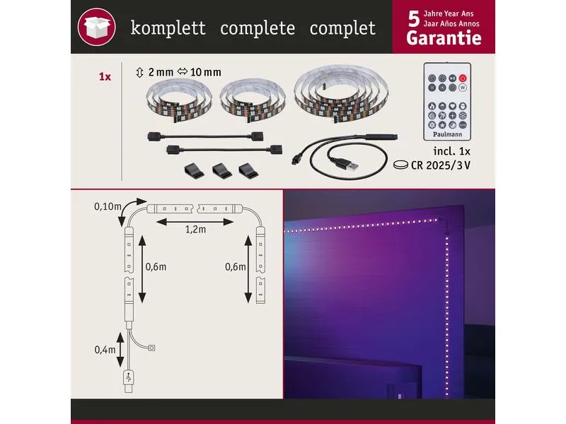 Paulmann EntertainLED USB Strip TV-Beleuchtung RGB+, 65 Paulmann EntertainLED USB Strip TV-Beleuchtung RGB+, 65