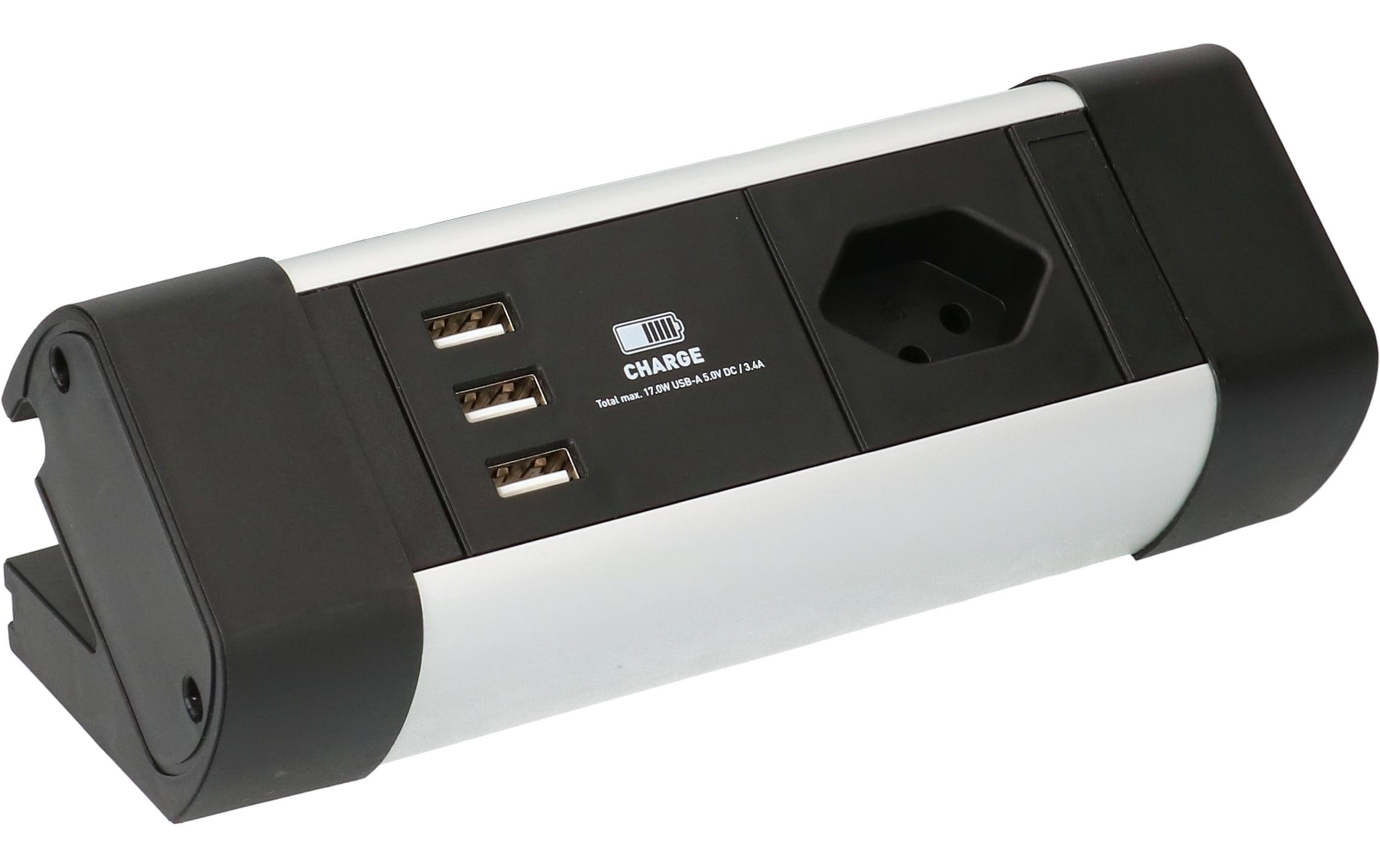 Max Hauri Tischsteckdosenleiste Office Line, 1x T13, 3x USB A
