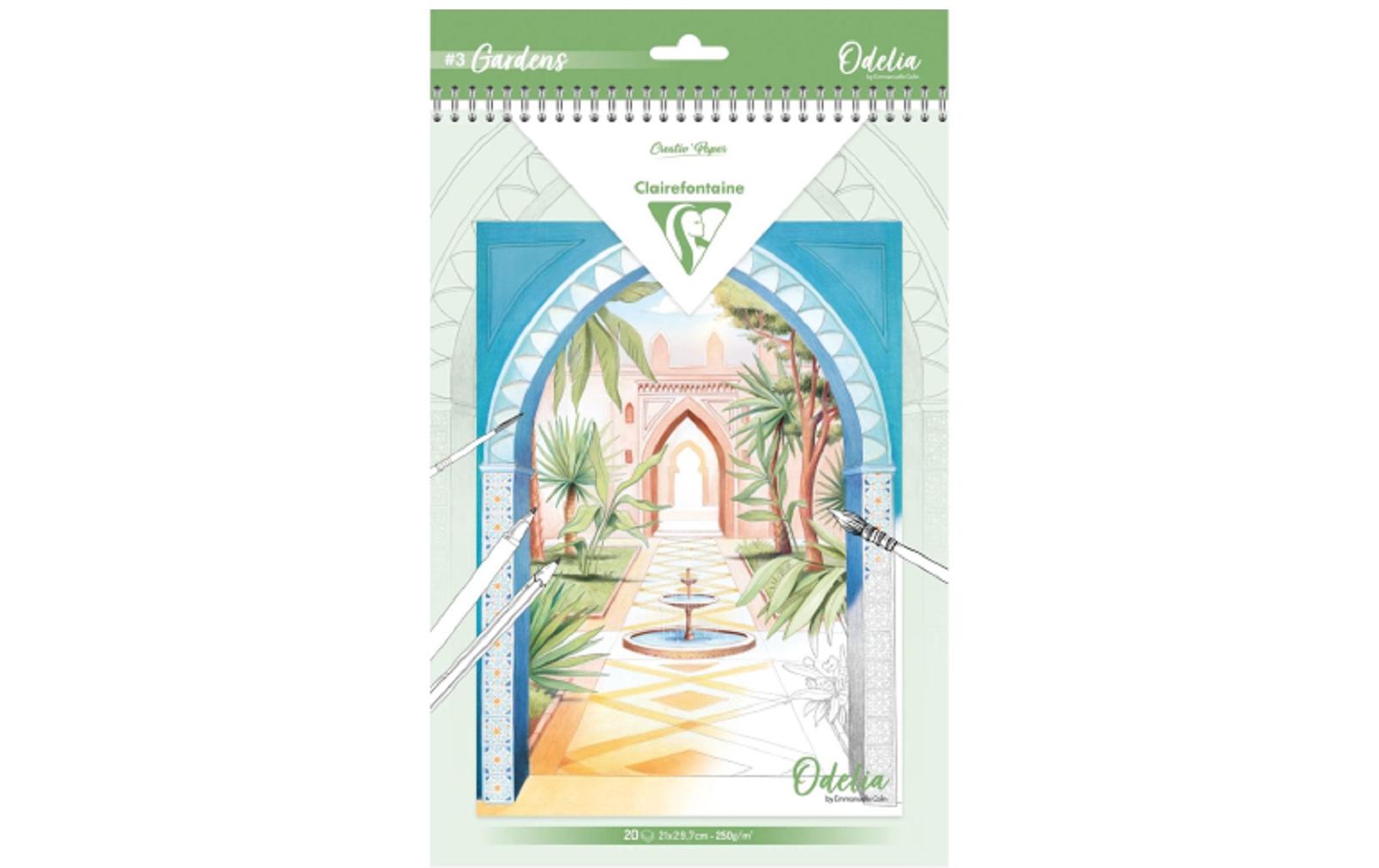 Clairefontaine Malblock Gärten A4, 20 Blatt, 6 Motive