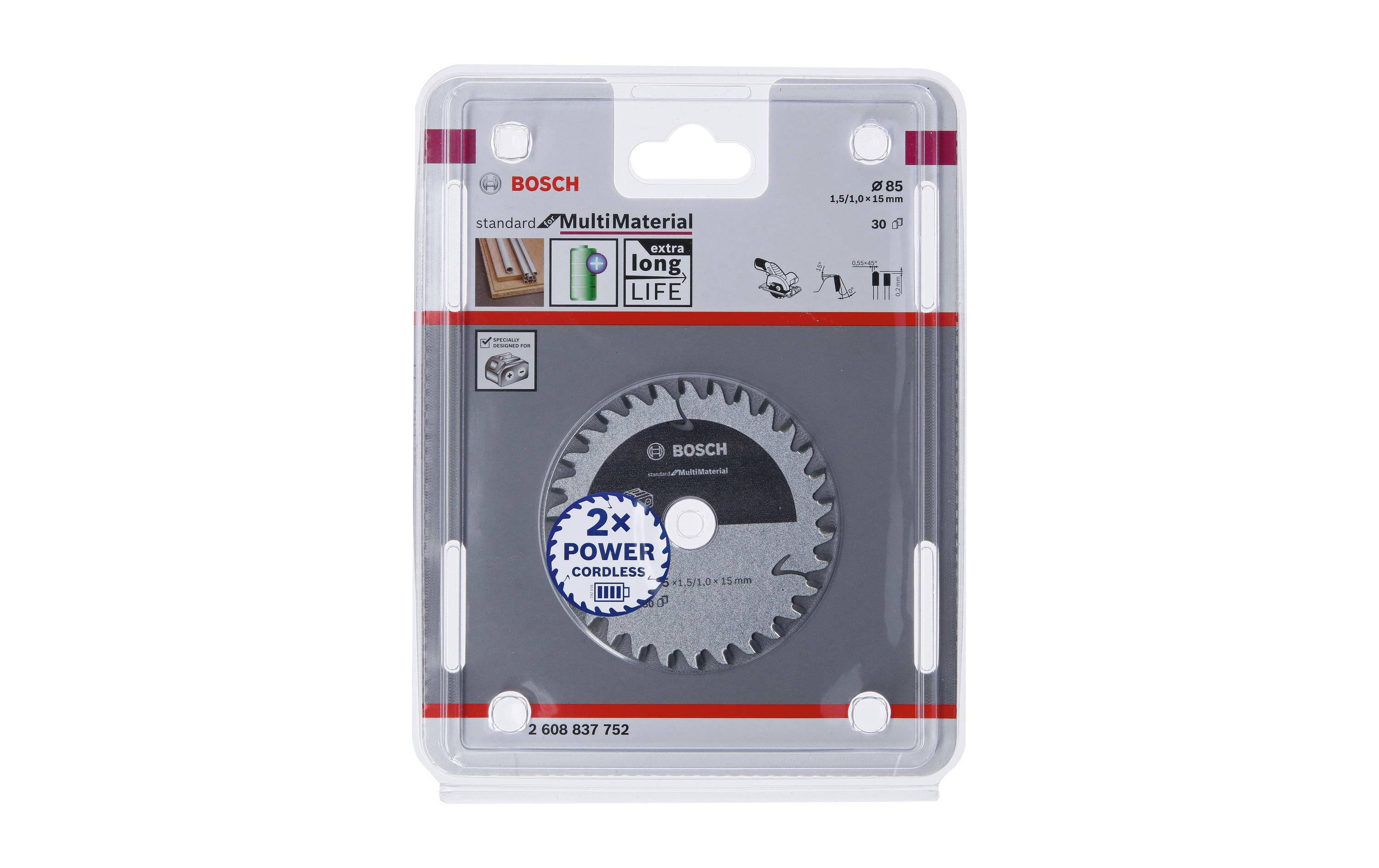 Bosch Professional Kreissägeblatt Standard Multi Material Ø 85 mm, Z 30 Bosch Professional Kreissägeblatt Standard Multi Material Ø 85 mm, Z 30