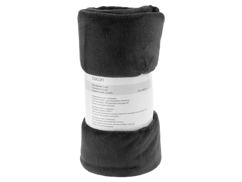 COCON Decke Fleece Coral 150 x 200 cm, Anthrazit