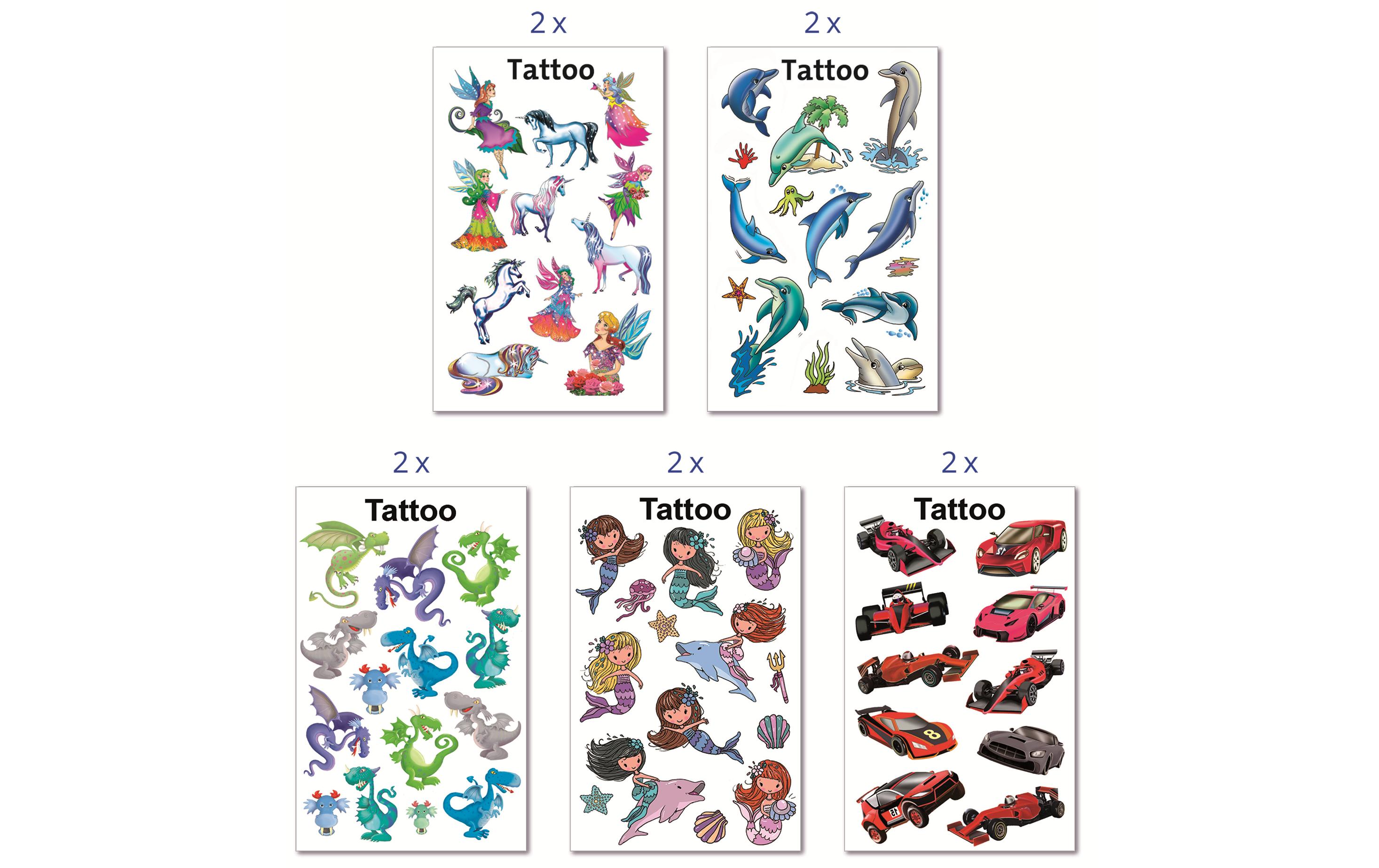 Z-Design Motivsticker Kinder Tattoos 10 Blatt, 124 Sticker