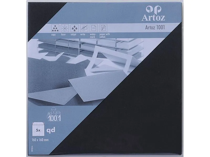 Artoz Couvert 1001, 16 x 16 cm, 5 Stück, Schwarz Artoz Couvert 1001, 16 x 16 cm, 5 Stück, Schwarz