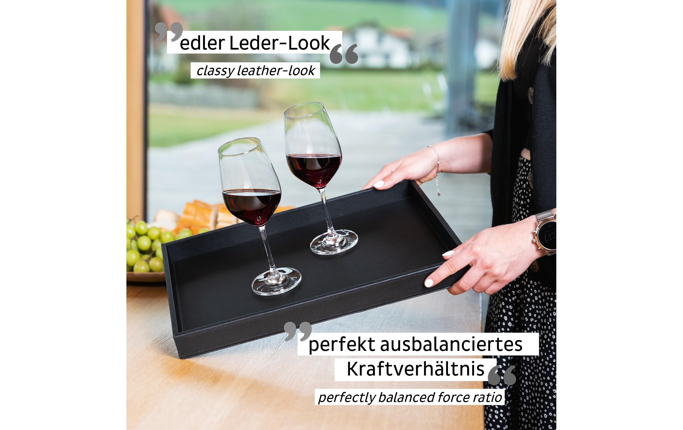 Silwy Metall-Tablett im Leder-Look Schwarz