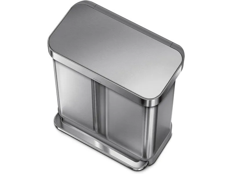 Simplehuman Abfalleimer Doppelkammer 58 l, Silber gebürstet Simplehuman Abfalleimer Doppelkammer 58 l, Silber gebürstet