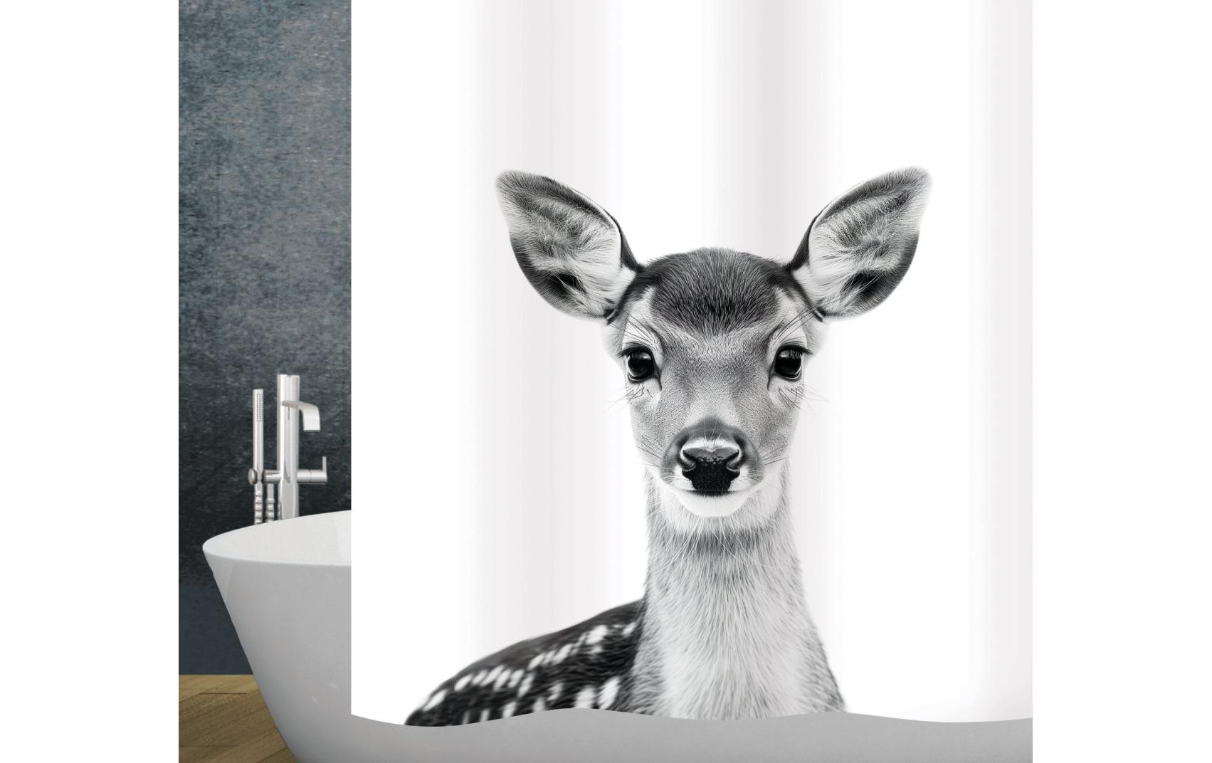 diaqua® Duschvorhang Bambi 120 x 200 cm, Grau/Weiss