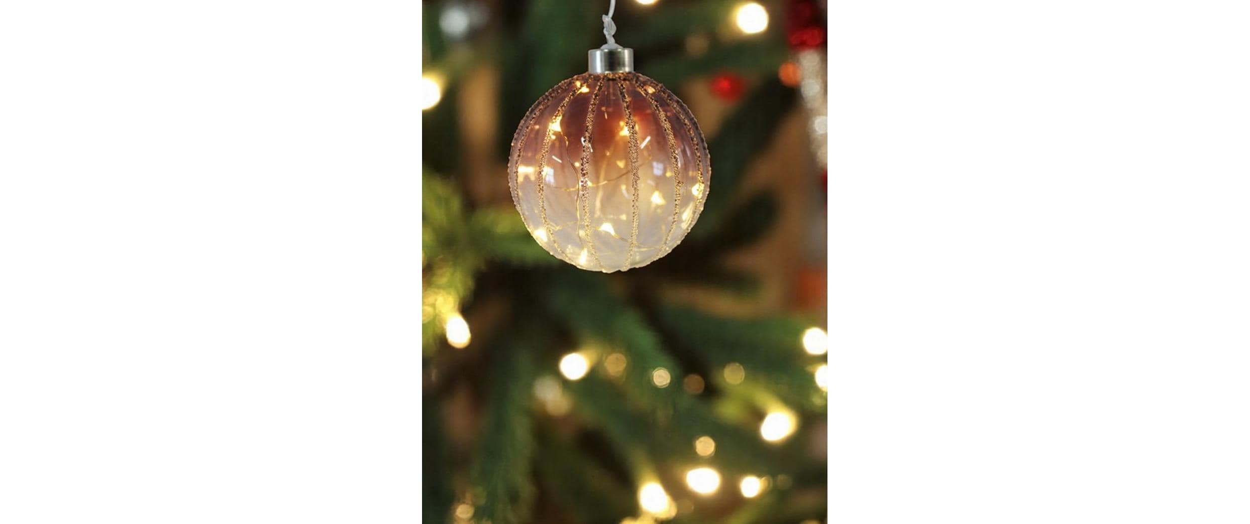 Dameco LED Glas Kugel Ornament, 10 cm, Rot/Transparent