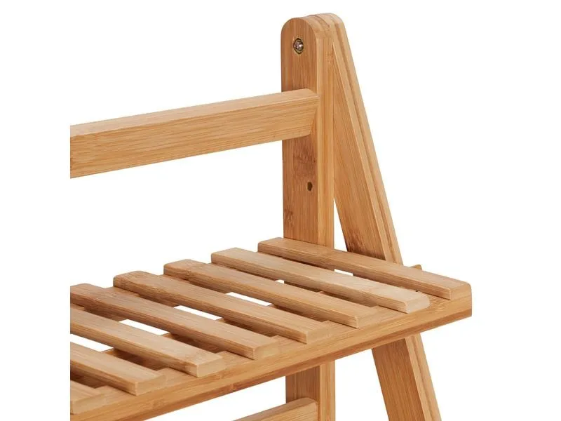 relaxdays Pflanzentreppe Bambus 3 Ebenen klappbar 96 x 99.5 x 37 cm