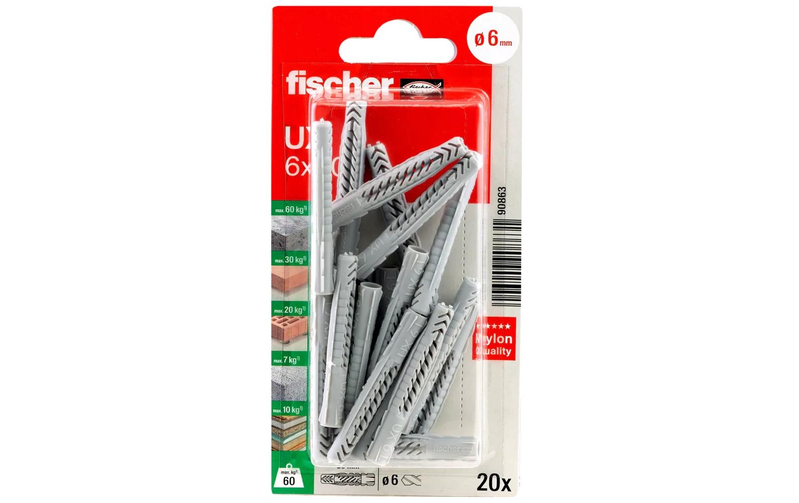 Fischer Universaldübel UX 6 x 50, 20 Stück