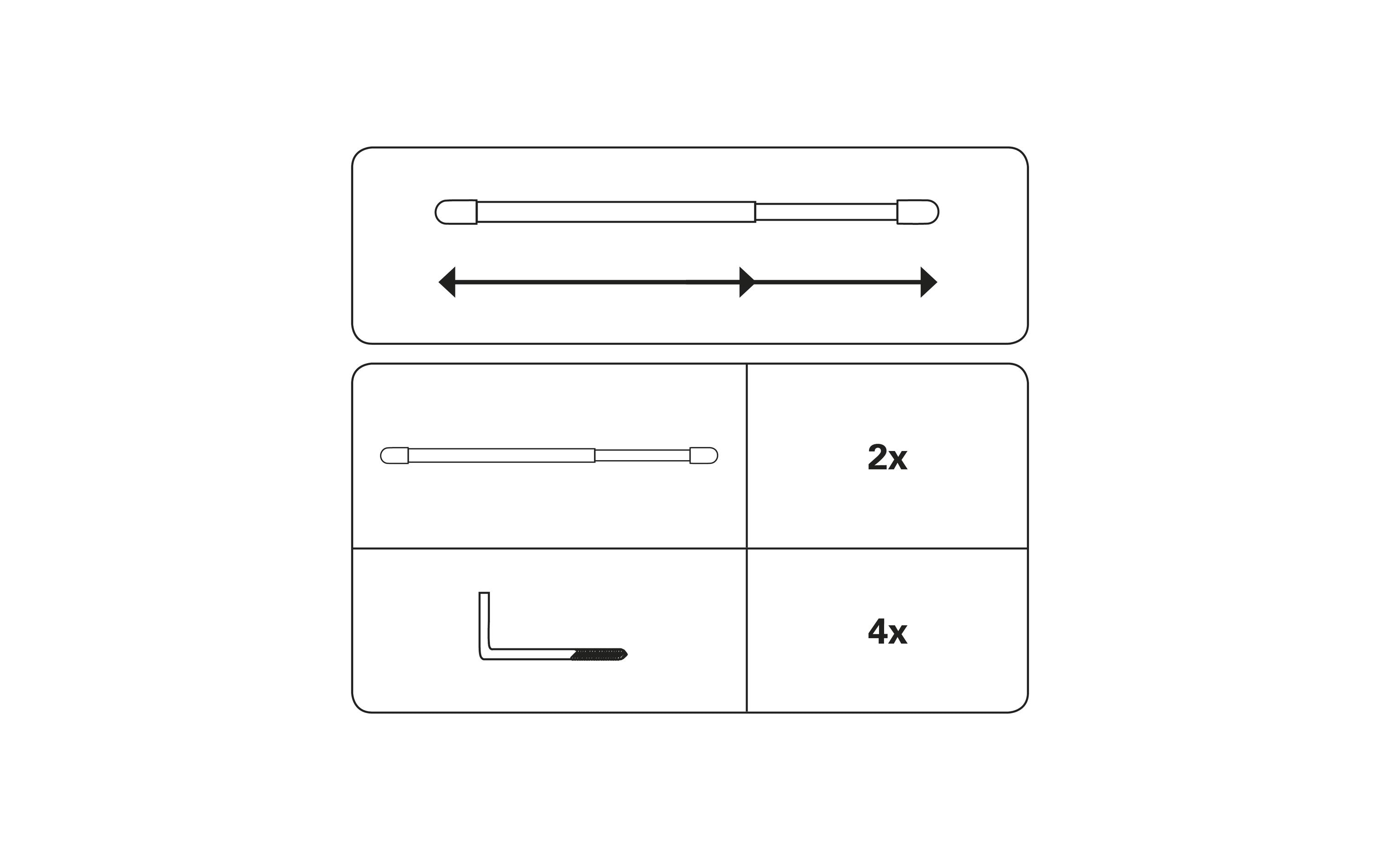 Gardinia Vitragestange 40 - 65 cm, Chrom