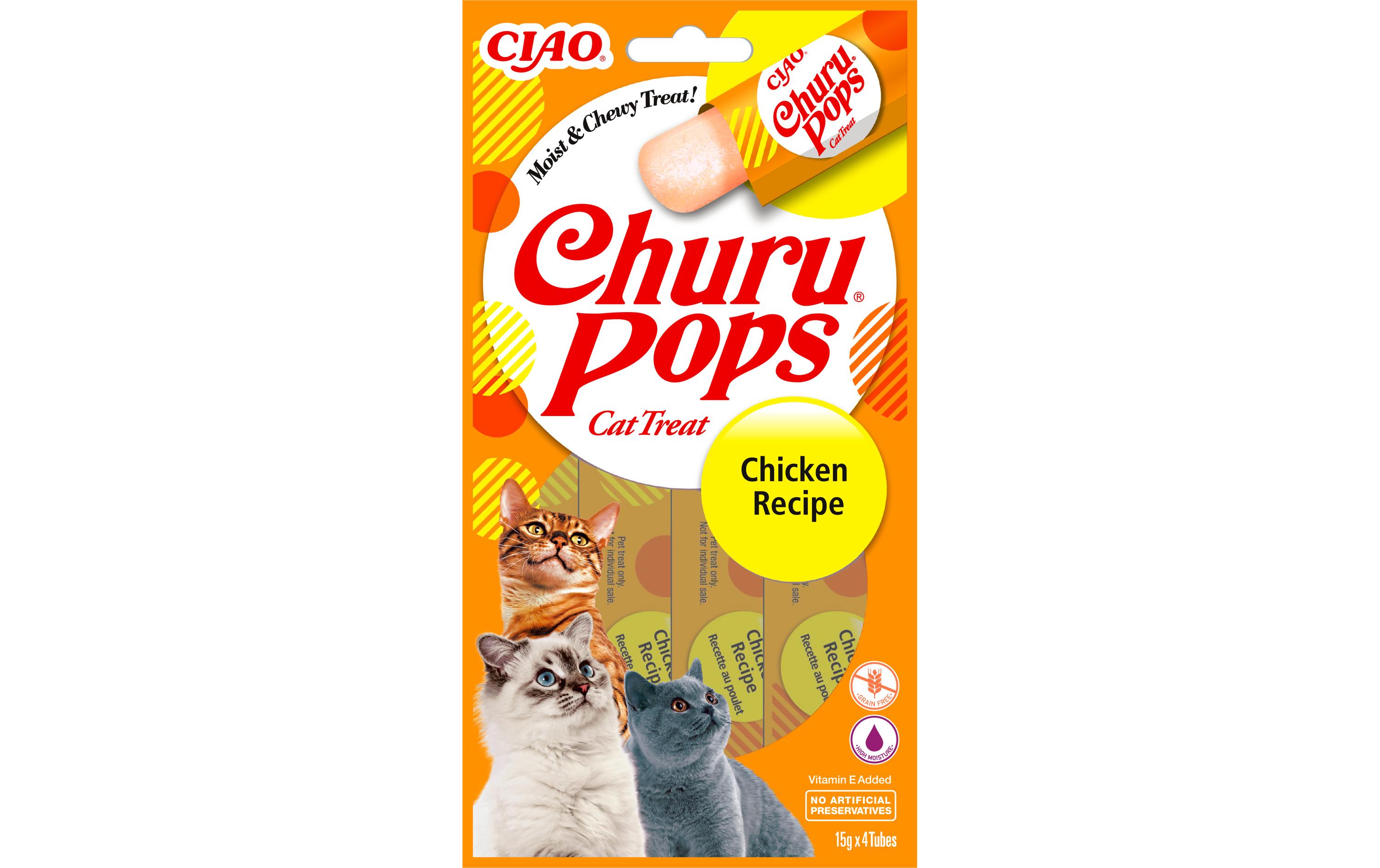 CIAO Churu Katzen-Snack Pops Huhn, 4 x 15 g