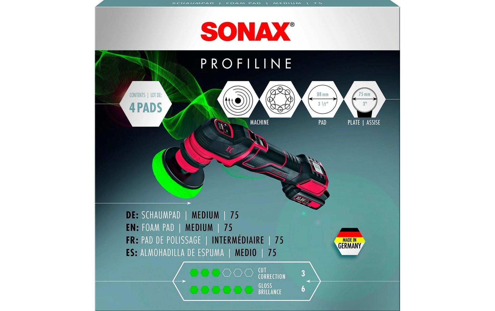 Sonax PROFILINE Polierpad, medium , Ø 90 mm, 4 Stück