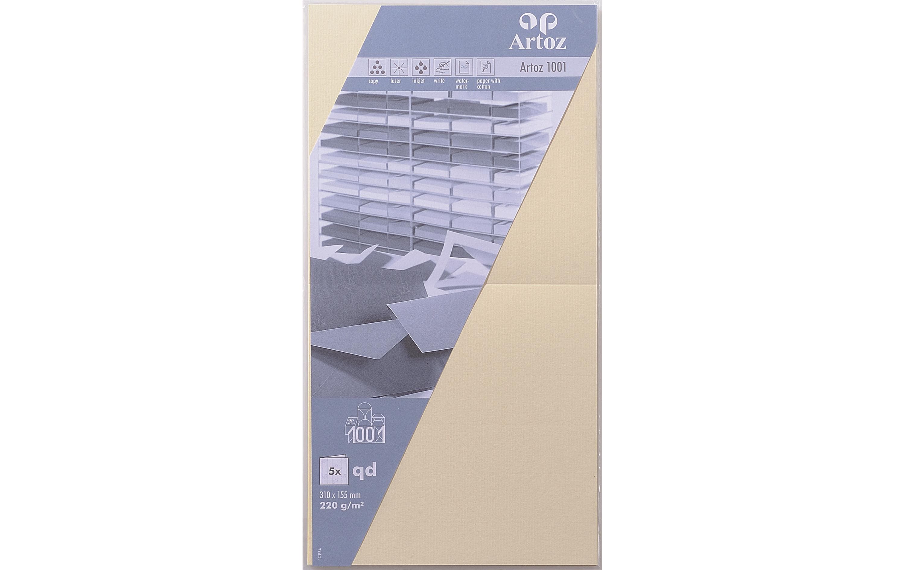 Artoz Blankokarte 1001, 15.5 x 15.5 cm, 5 Blatt, Chamois Artoz Blankokarte 1001, 15.5 x 15.5 cm, 5 Blatt, Chamois