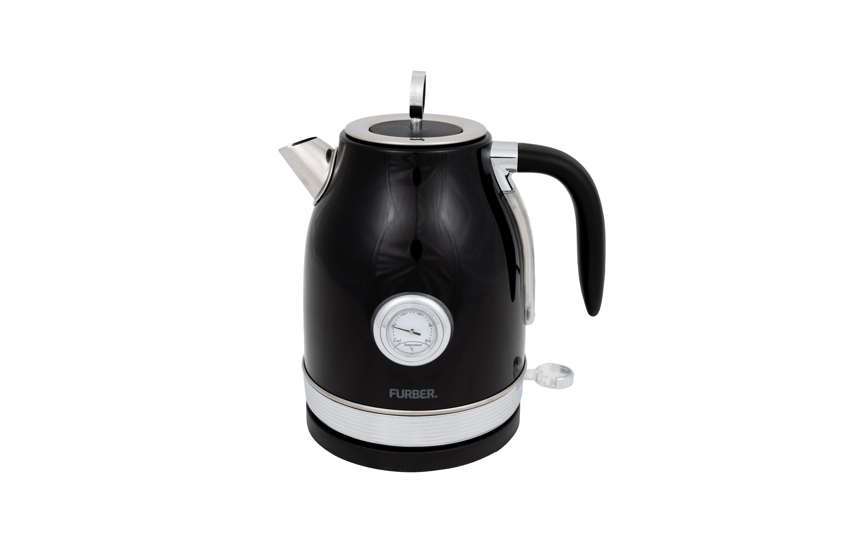 FURBER Wasserkocher Brando 1.7 l, Schwarz glanz