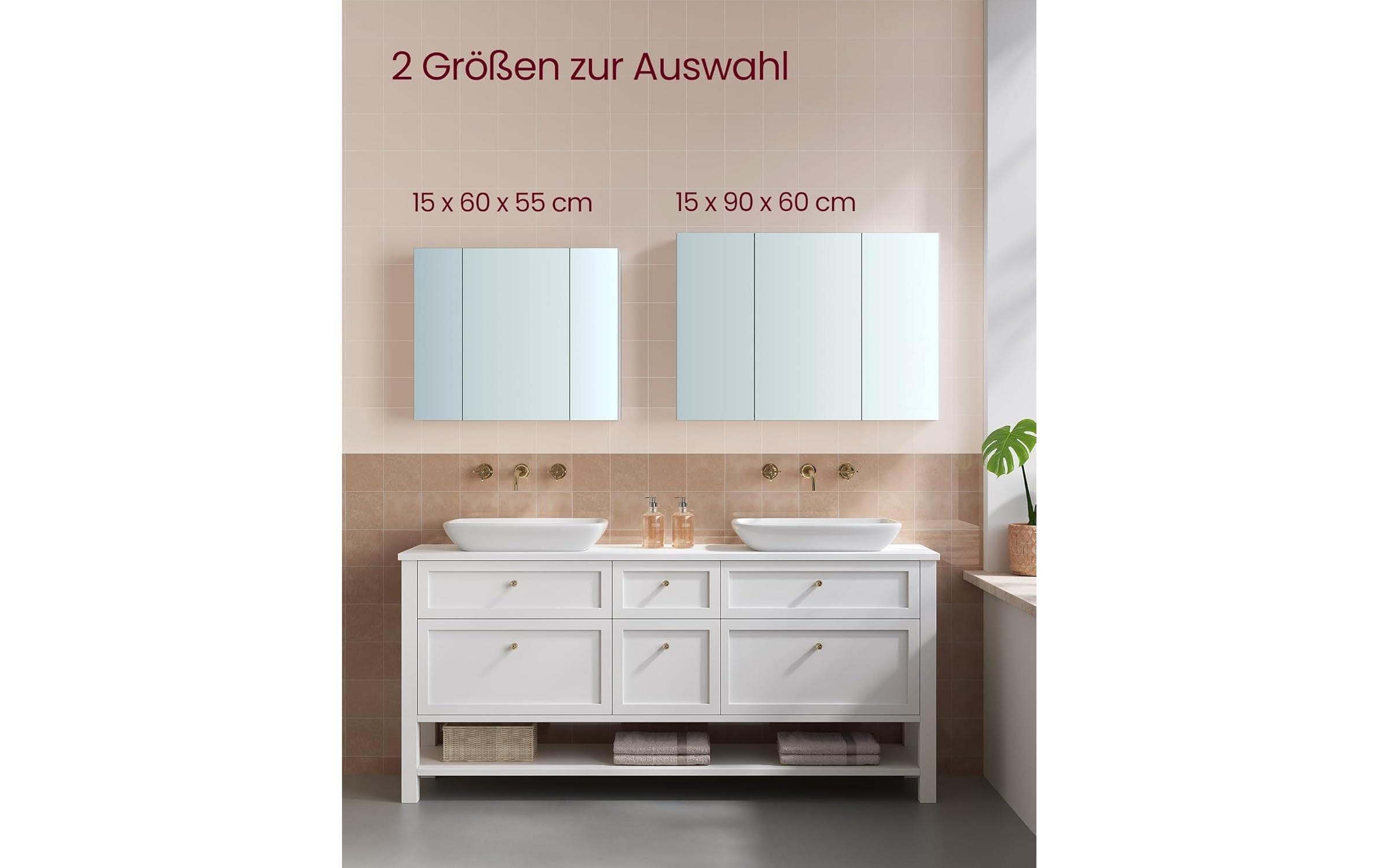 VASAGLE Spiegelschrank Weiss, 60 x 15 x 55 cm