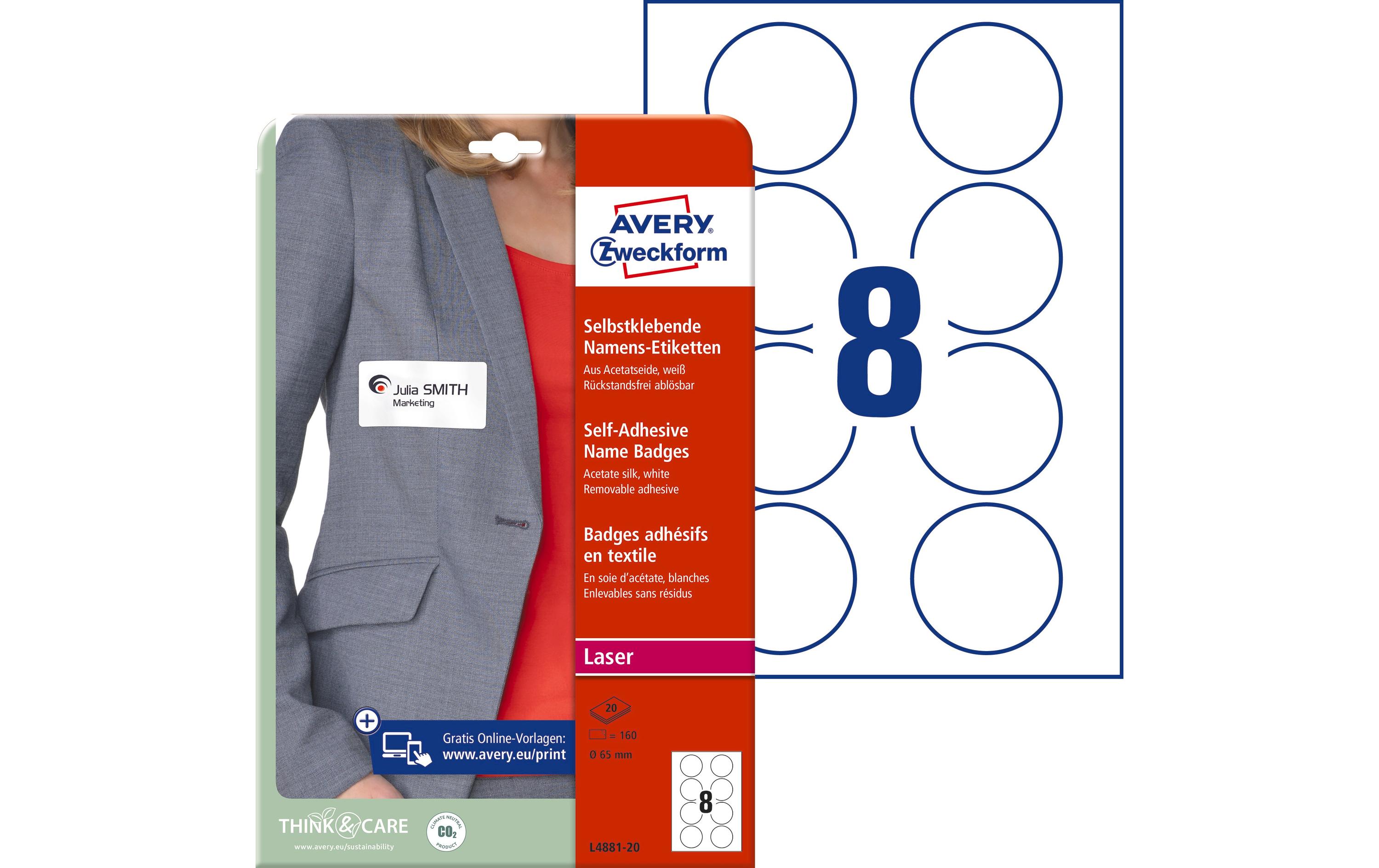 Avery Zweckform Namensetiketten Ø 65 mm, 20 Blatt