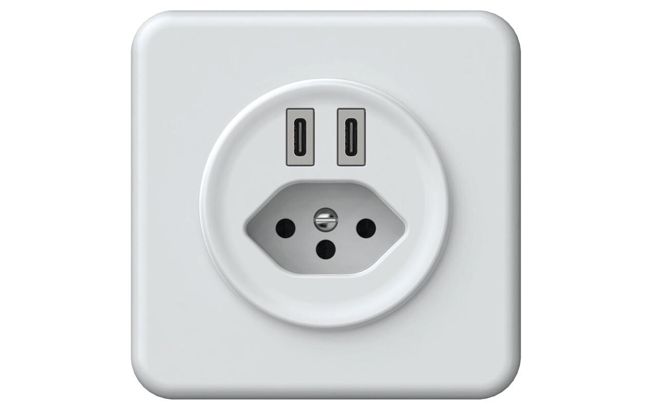 Hager ORIGIN UP Ladesteckdose 4xUSB-C 20W PD + 1x T13 ws