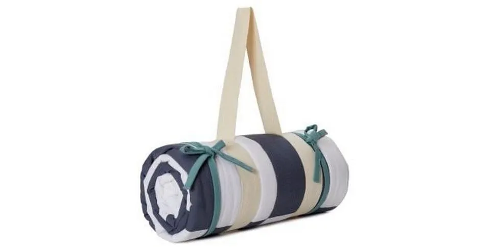 Urbanara Picknickdecke Tamina 180 x 120 cm - Blaugrau / Naturweiss