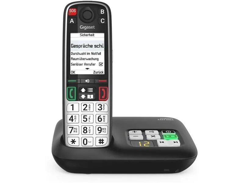 Gigaset Schnurlostelefon EASY 500A Schwarz mit Anrufbeantworter