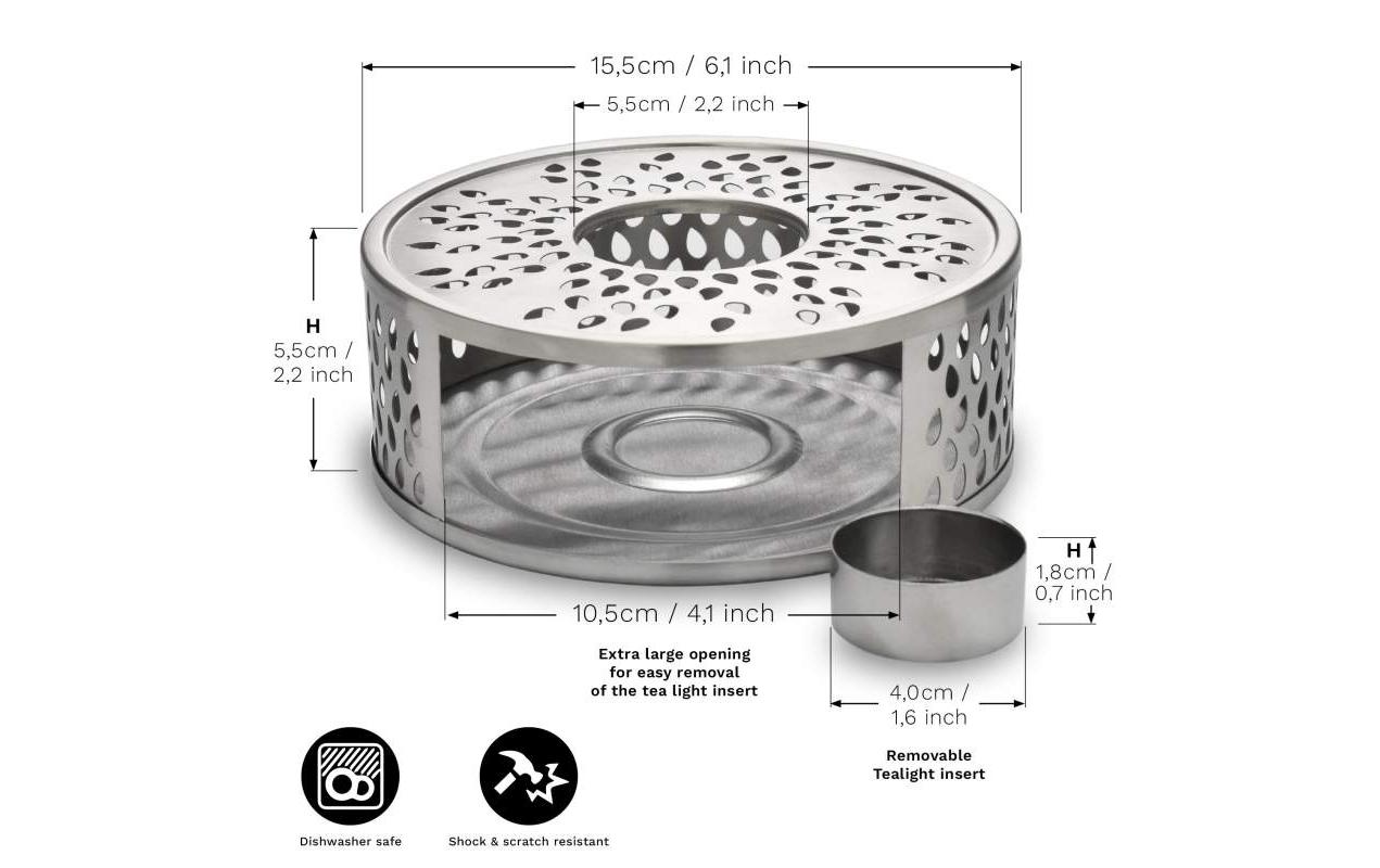 Creano Stövchen Leaf Silber