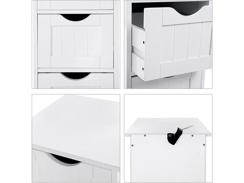 VASAGLE Badezimmerregal mit 4 Schubladen 30 x 82 cm, Weiss