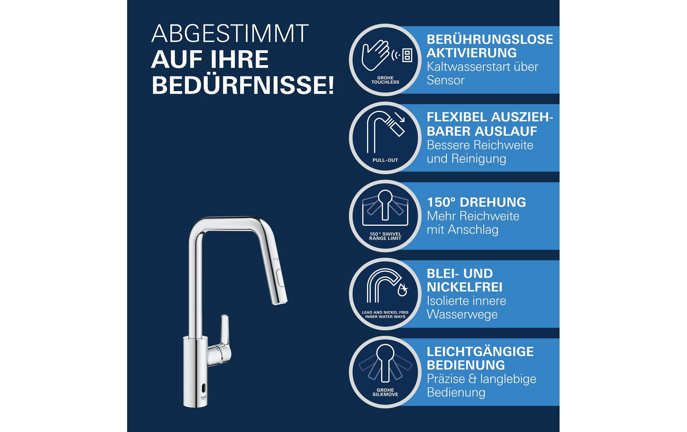 GROHE Küchenarmatur Start 3/8, Messing, herausziehbar