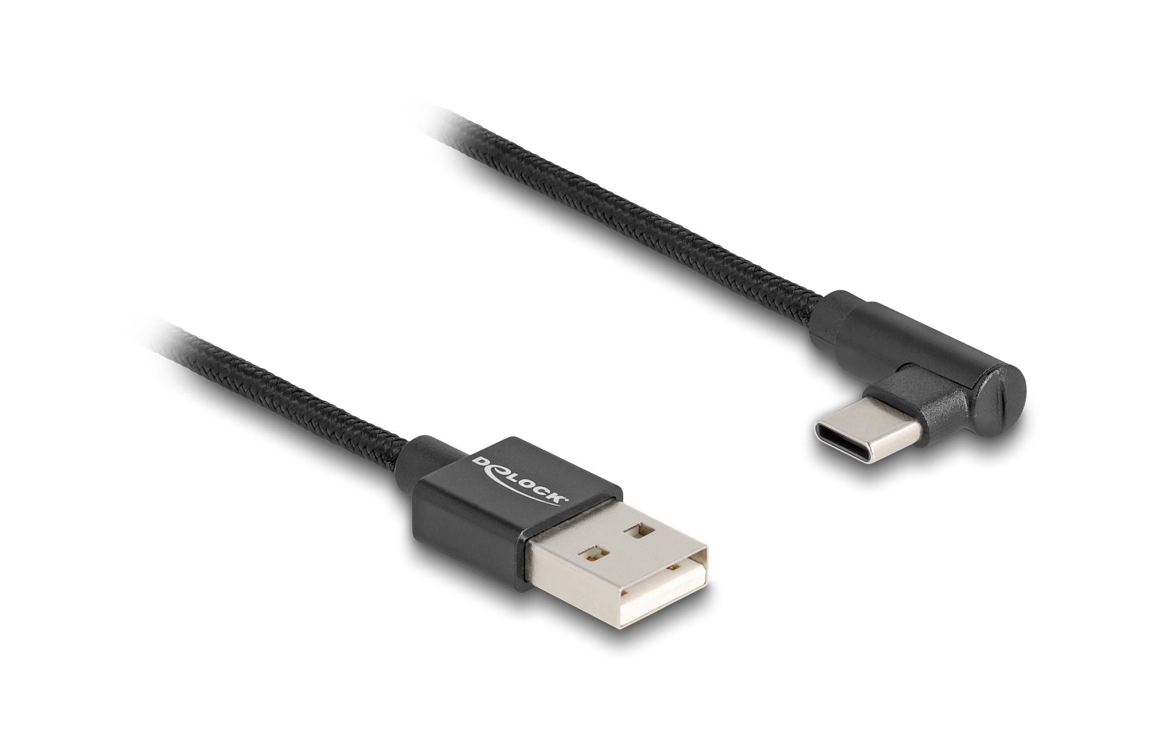 Delock USB 2.0-Kabel USB A - USB C gewinkelt 3 m