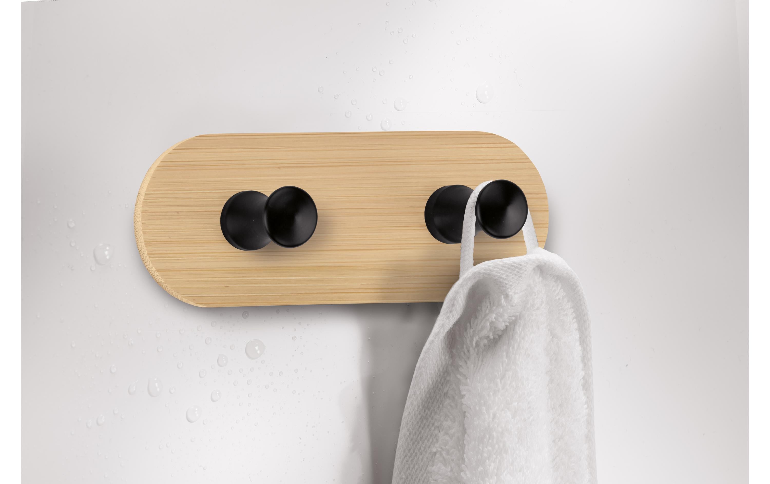 Kleine Wolke Wandgarderobe Bamboo Hook Duo 12 cm x 4.5 cm, Beige