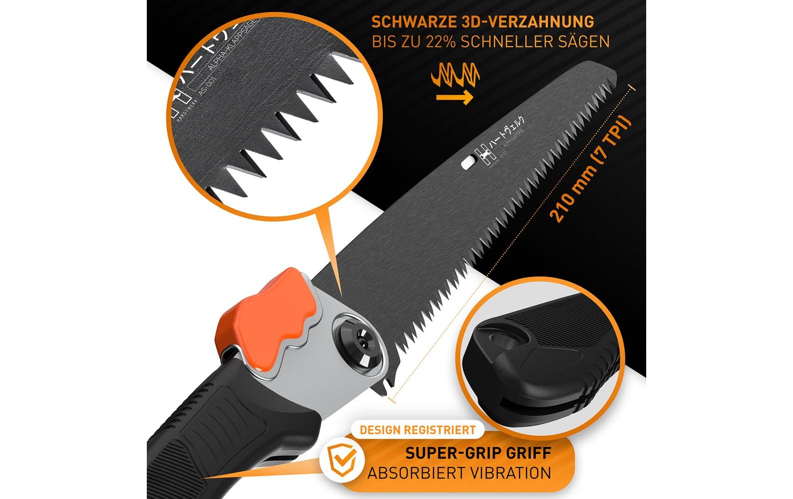 Hardtwerk Astsäge klappbar mit Saftey Lock 21 cm