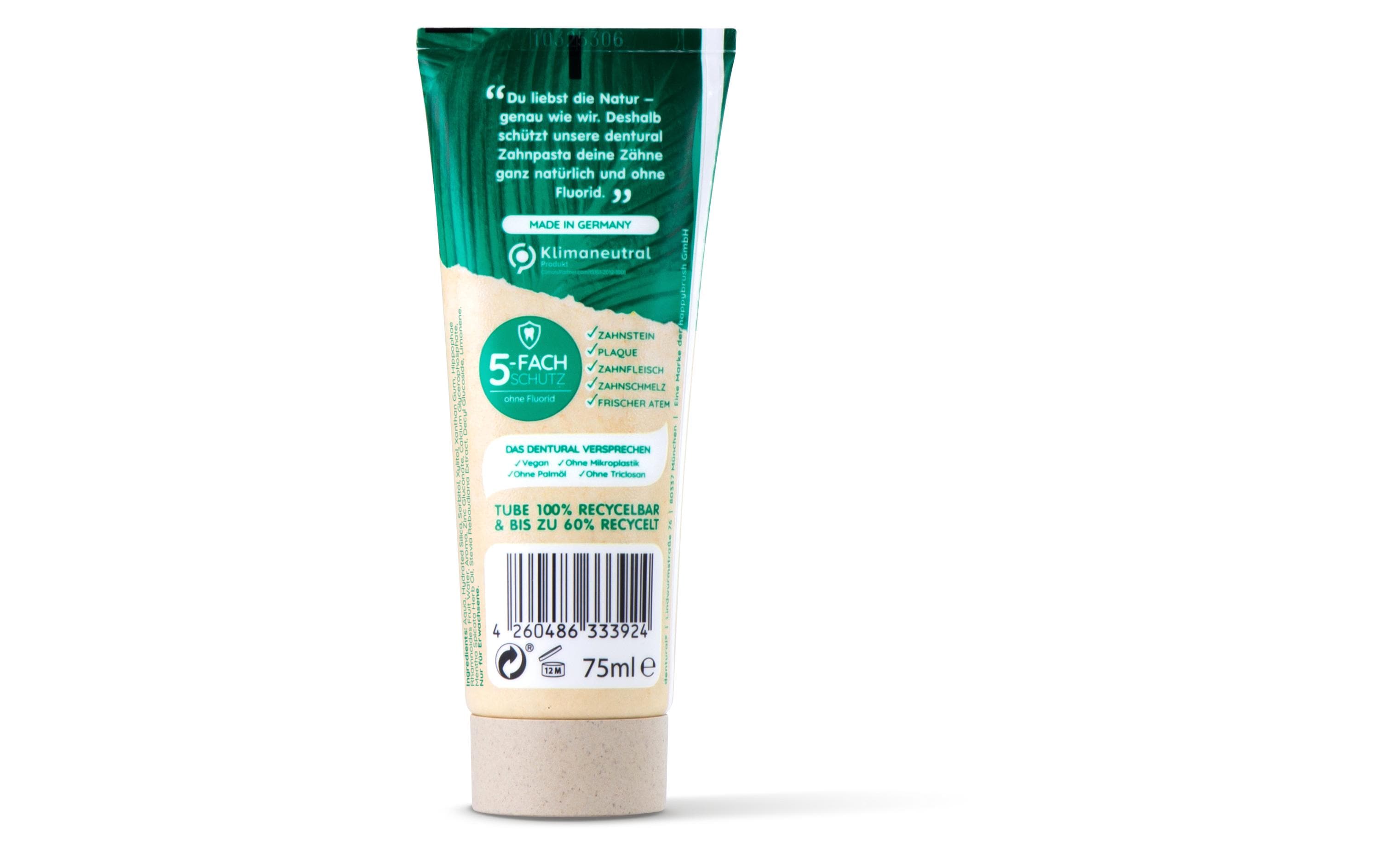 happybrush Zahnpasta Dentural Natural Fluoridfrei 75 ml