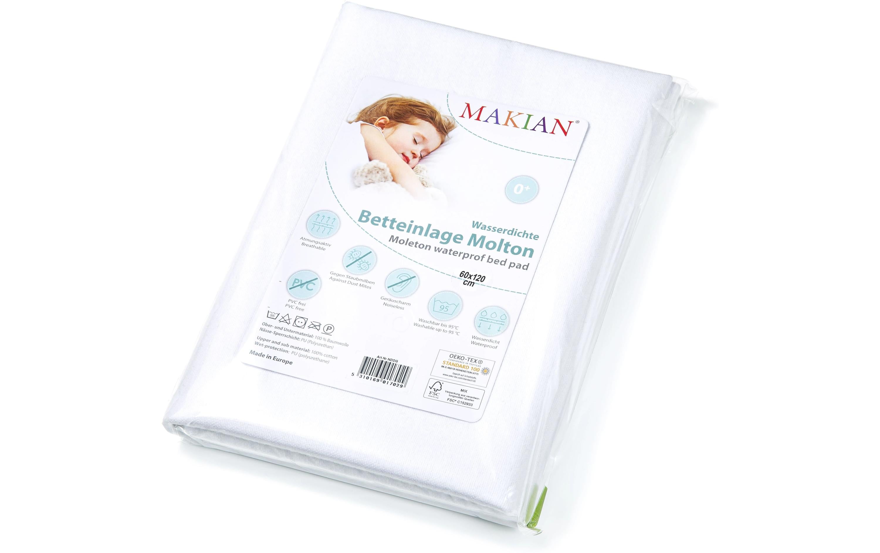MAKIAN Matratzenschutz Molton, 1-er Pack 60 x 120 cm, Weiss MAKIAN Matratzenschutz Molton, 1-er Pack 60 x 120 cm, Weiss