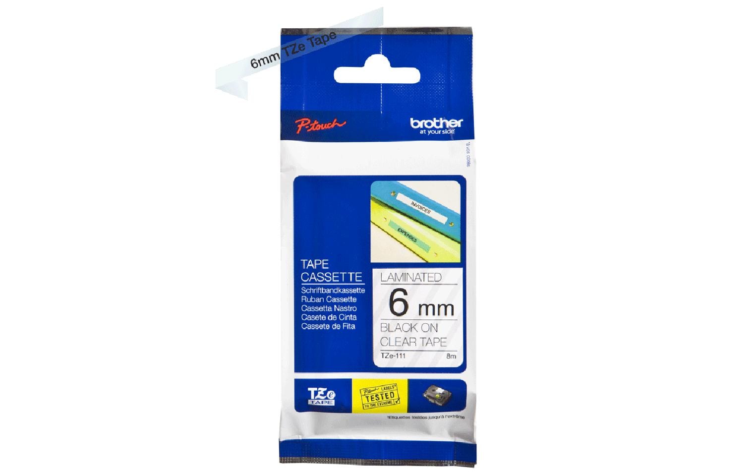 Brother Beschriftungsband TZe-111 Schwarz auf Transparent