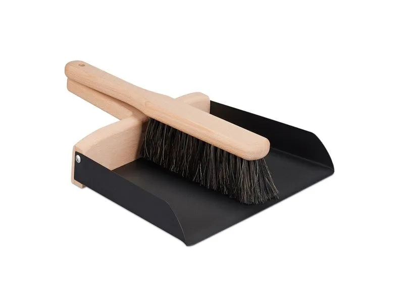 relaxdays Kehrgarnitur Eisen Holz Polyester Schwarz Natur relaxdays Kehrgarnitur Eisen Holz Polyester Schwarz Natur