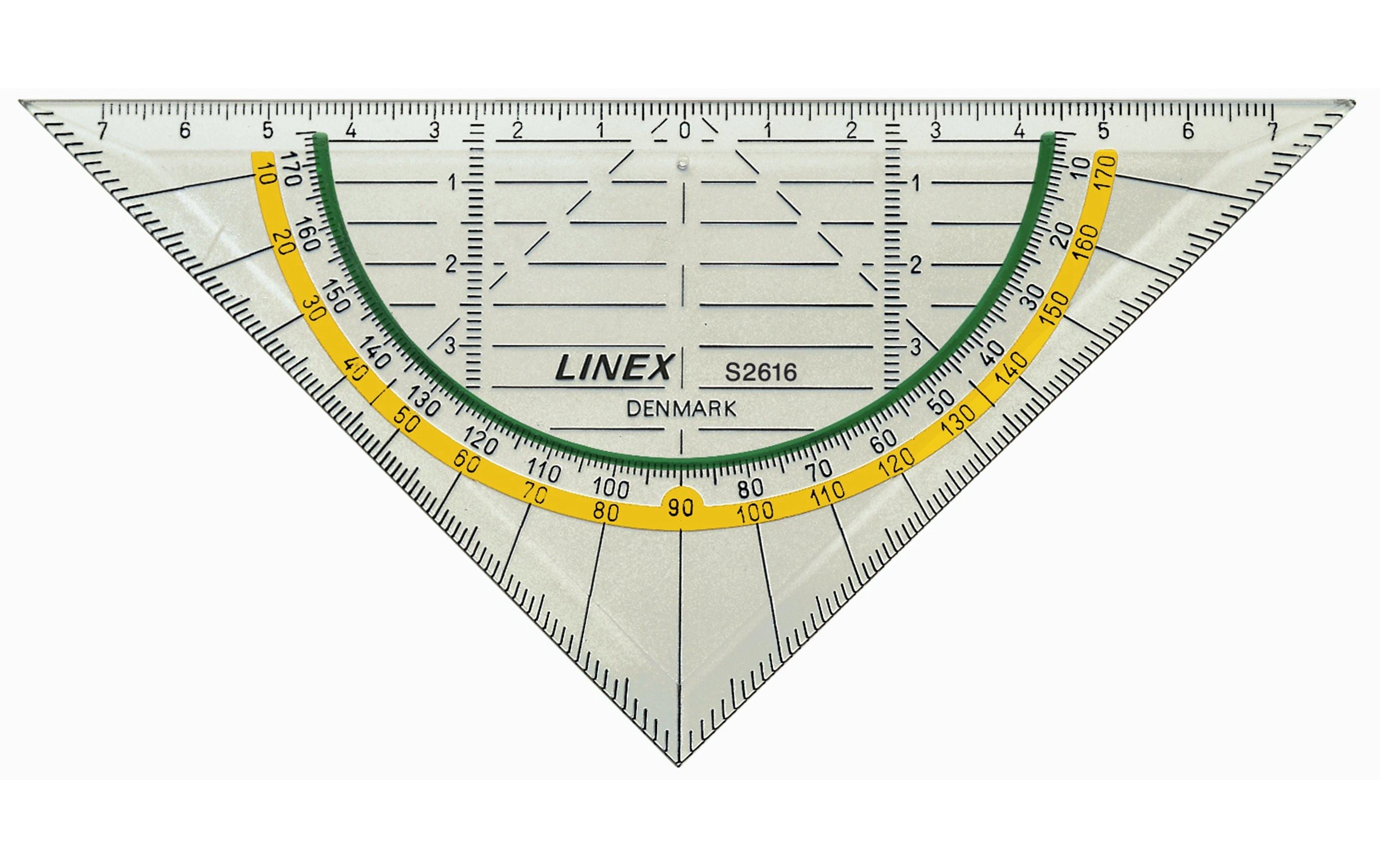 Linex Geodreieck mit integriertem Winkelmesser Linex Geodreieck mit integriertem Winkelmesser