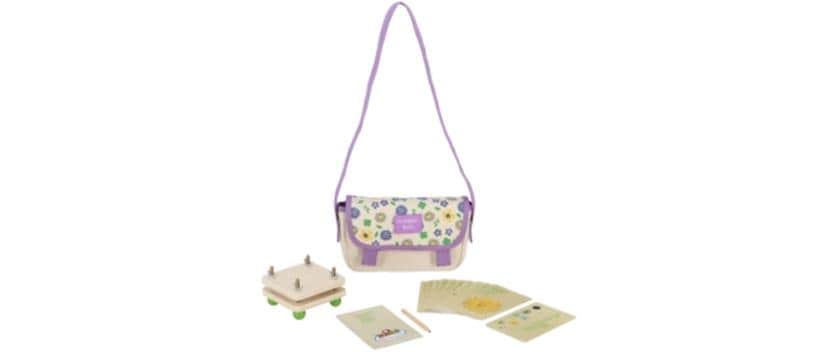 Esschert Design Entdecker-Tasche Flowers mit Holzblumenpresse