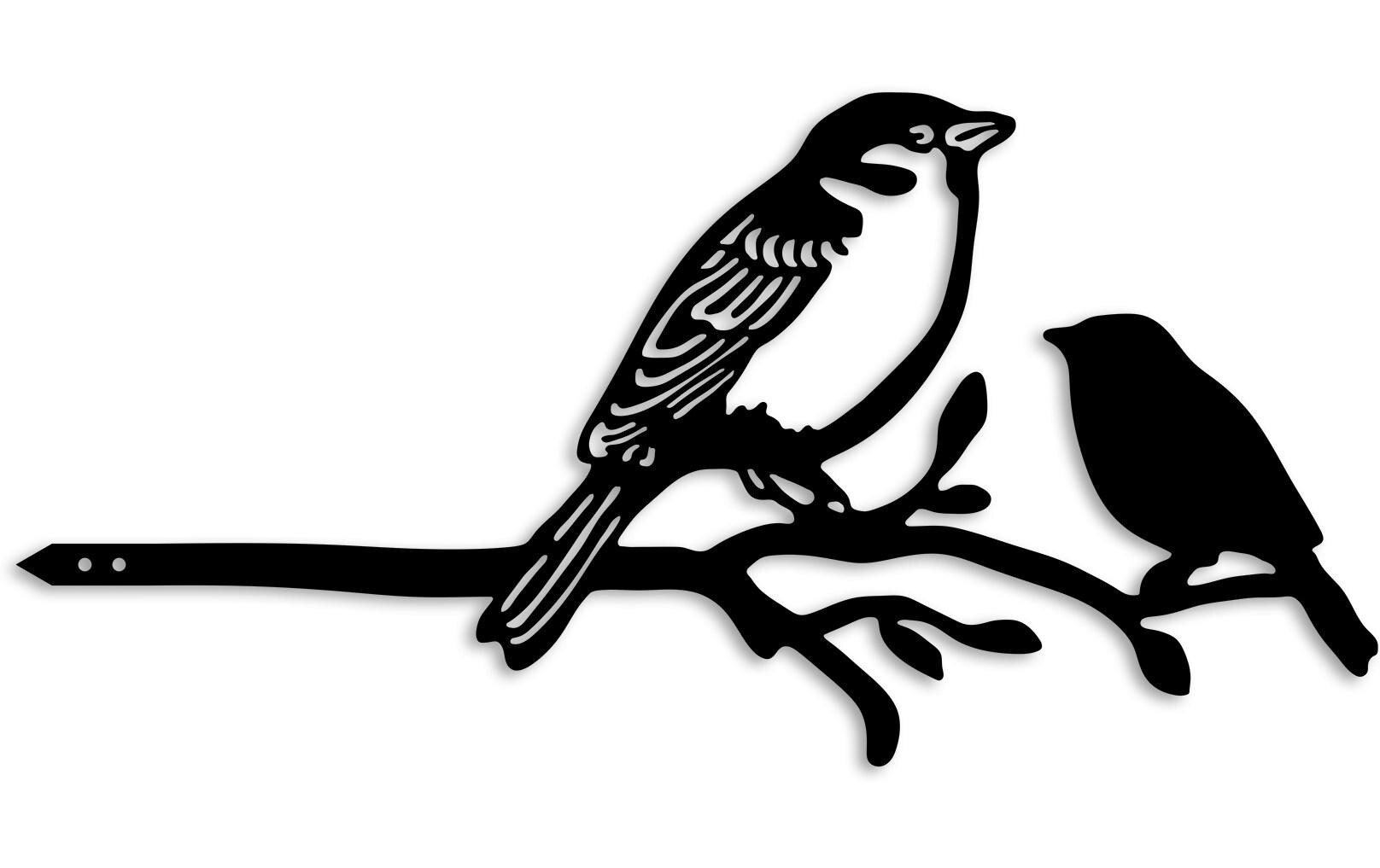 Wallxpert Gartenstecker Vogel auf Zweig 40 x 20 cm