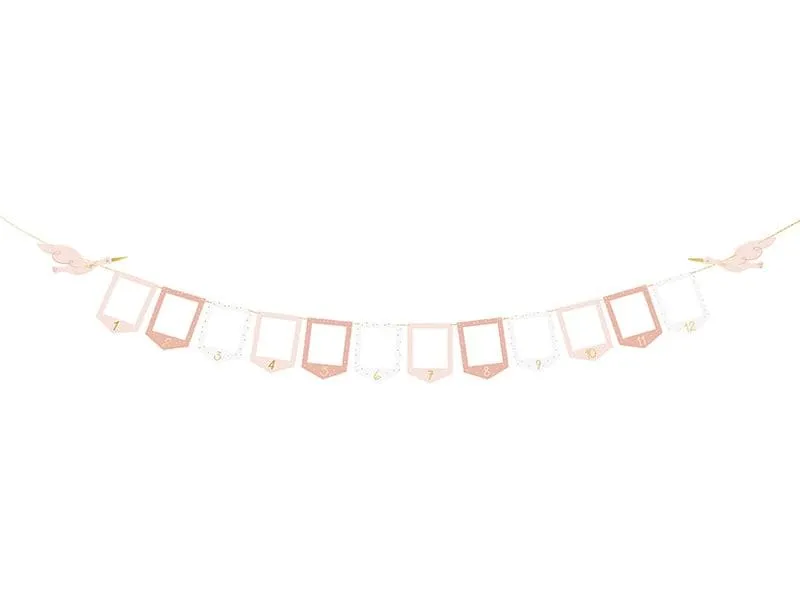 Partydeco Girlande Storch Rosa, 10.5 x 15 cm, 3 m
