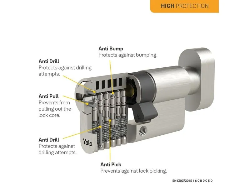 Yale Knaufzylinder 1300, NGF, 30/30, 5 Schlüssel High Security