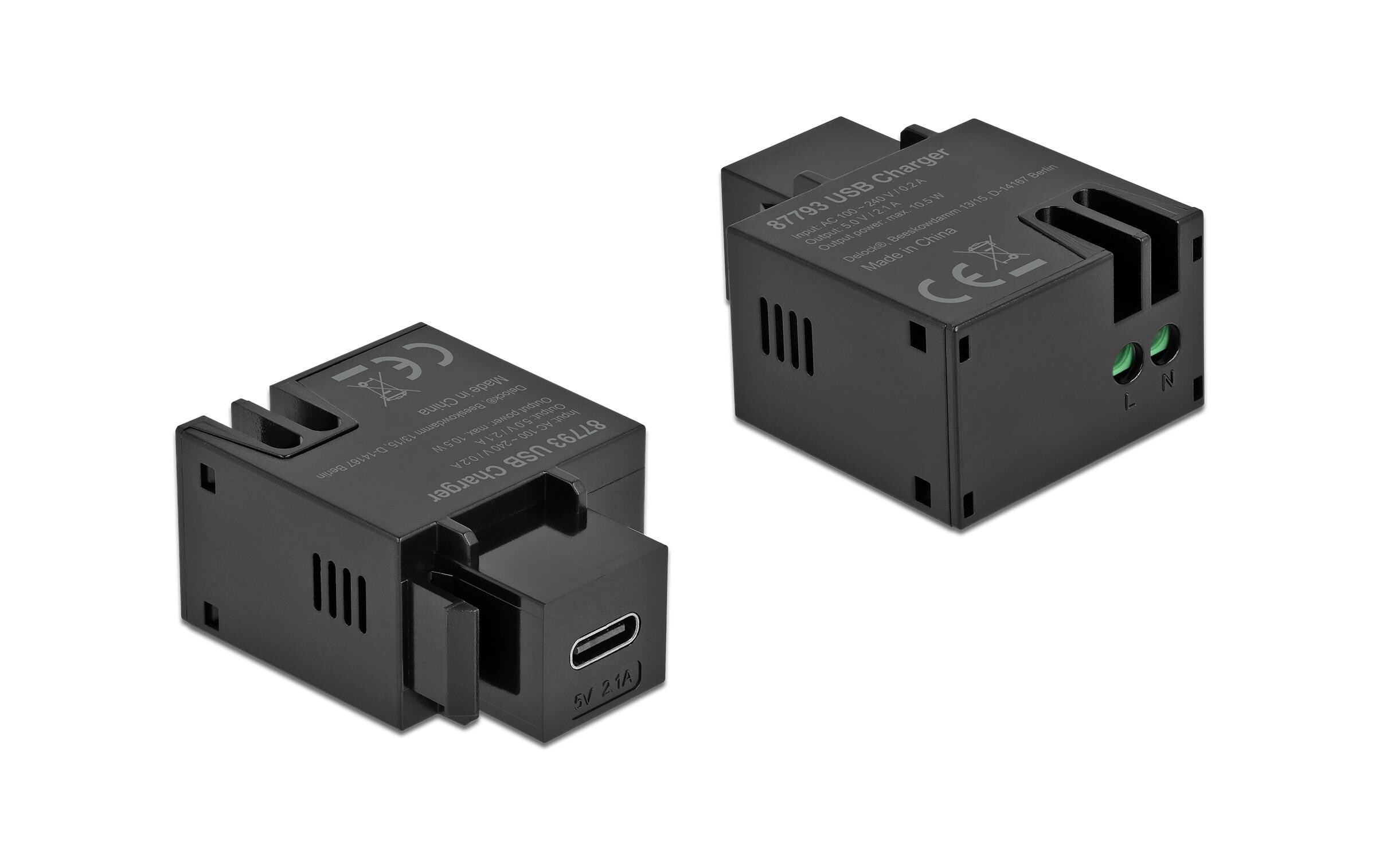 Delock Keystone-Modul USB Type-C zu 2 Pin Terminalblock 10.5 W Delock Keystone-Modul USB Type-C zu 2 Pin Terminalblock 10.5 W