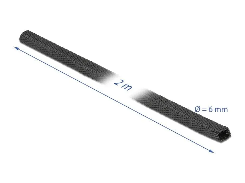Delock Gewebeschrumpfschlauch 2 m x 6 mm Schwarz Delock Gewebeschrumpfschlauch 2 m x 6 mm Schwarz
