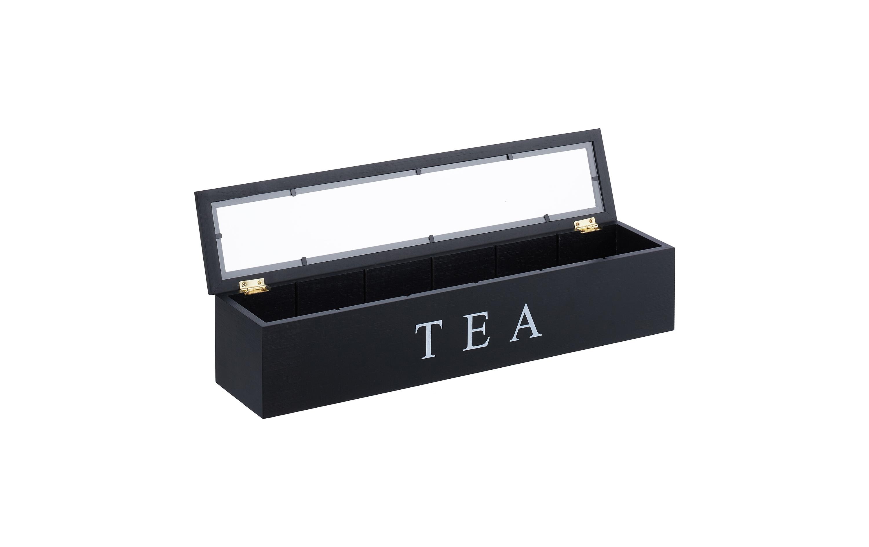 relaxdays Teebeutel-Box Schwarz/Transparent/Weiss