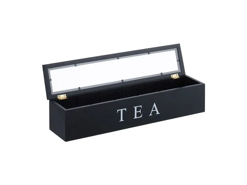 relaxdays Teebeutel-Box Schwarz/Transparent/Weiss relaxdays Teebeutel-Box Schwarz/Transparent/Weiss