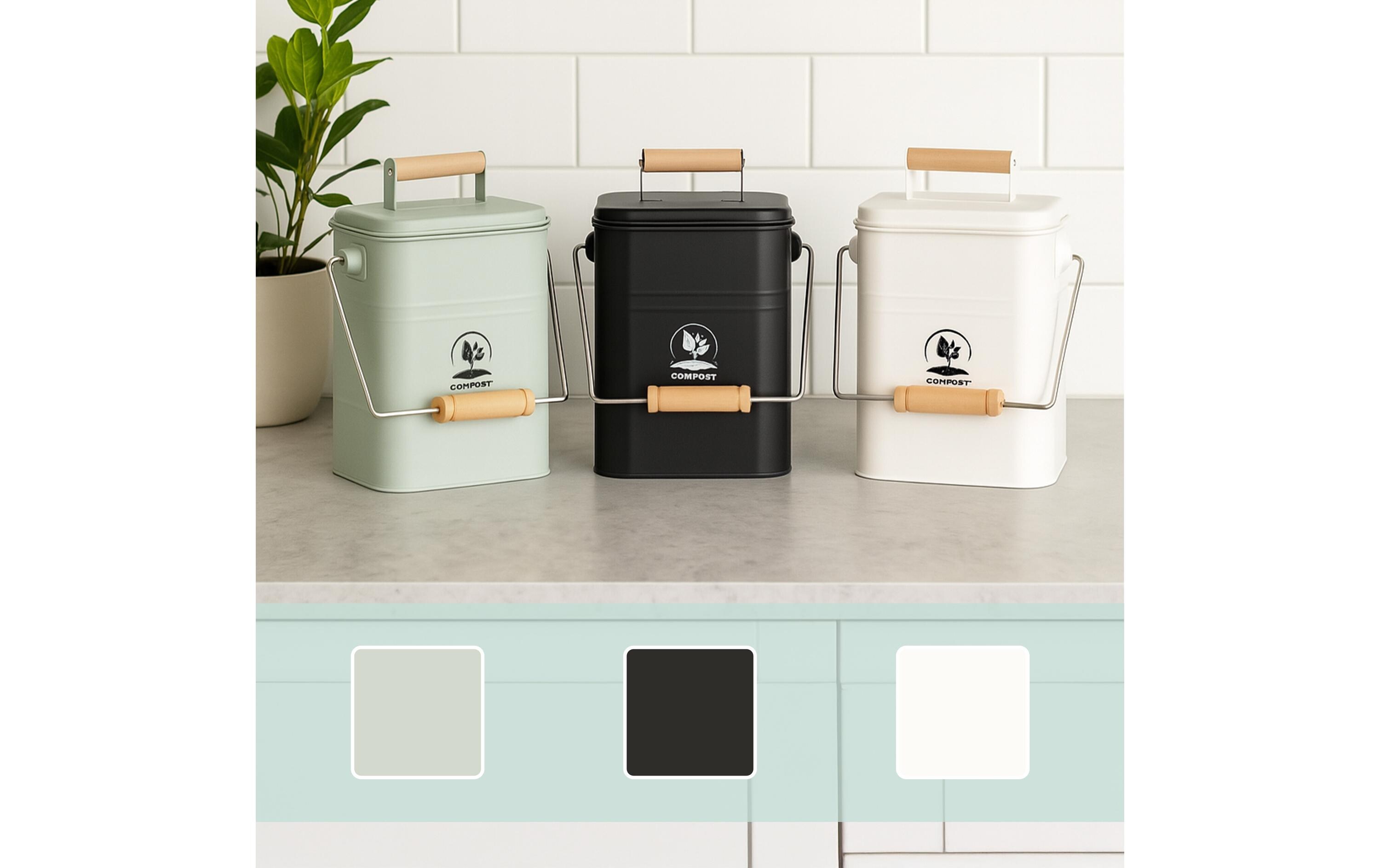 relaxdays Komposteimer 3.5 l, Hellbraun/Weiss