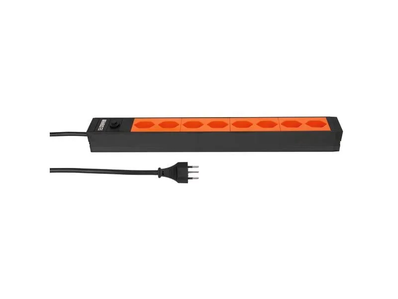 STEFFEN 19 Steckdosenleiste Alu Modular 8x T13, Schwarz/Orange STEFFEN 19 Steckdosenleiste Alu Modular 8x T13, Schwarz/Orange