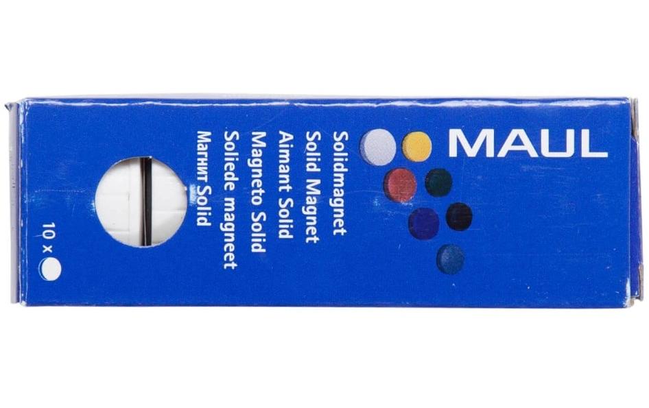 Maul Haftmagnet Solid Ø 32 mm, 800 g, Weiss, 10 Stück