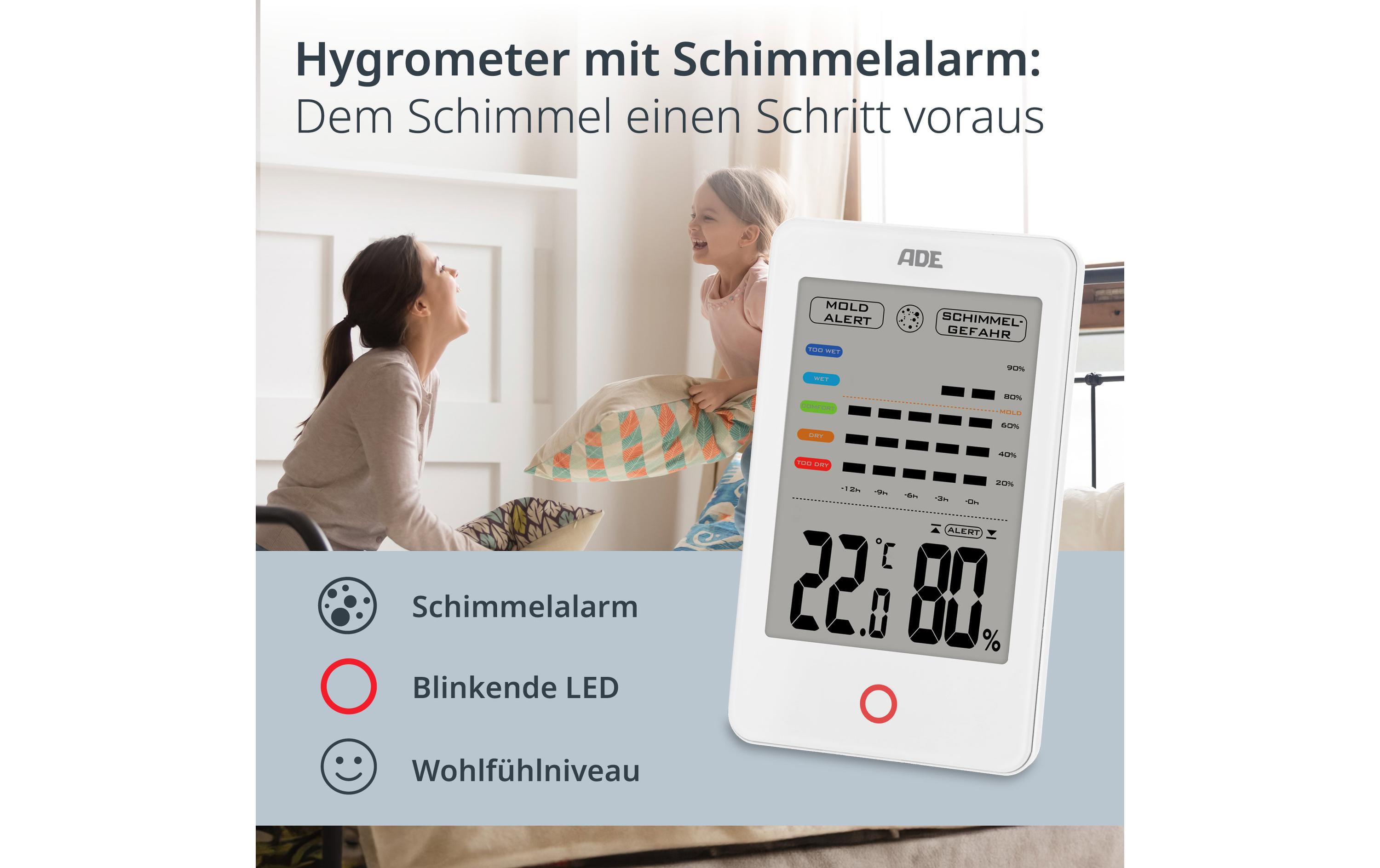 ADE Thermo-/Hygrometer digital Weiss