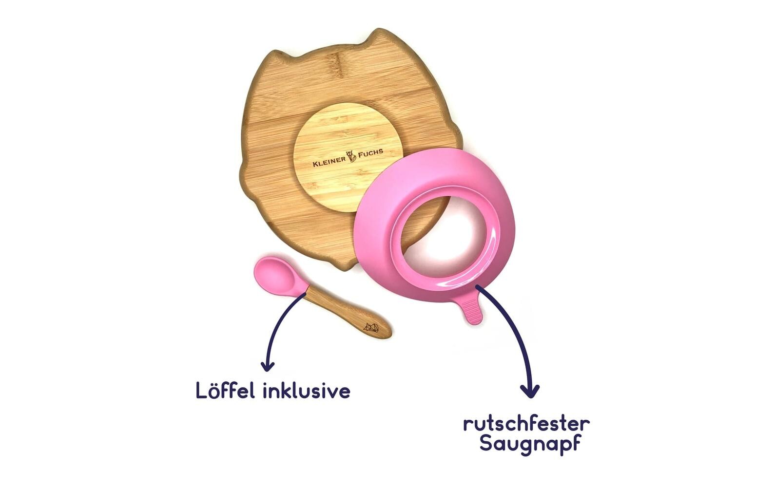 Kleinfuchs Kinderteller Bambus Eule Rosa Kleinfuchs Kinderteller Bambus Eule Rosa