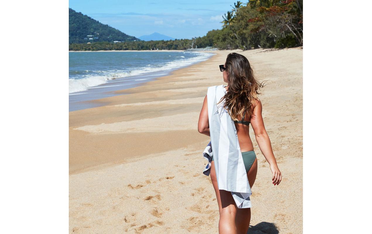 Dock & Bay Strandtuch Cabana 200 cm x 90 cm, Grau, Weiss