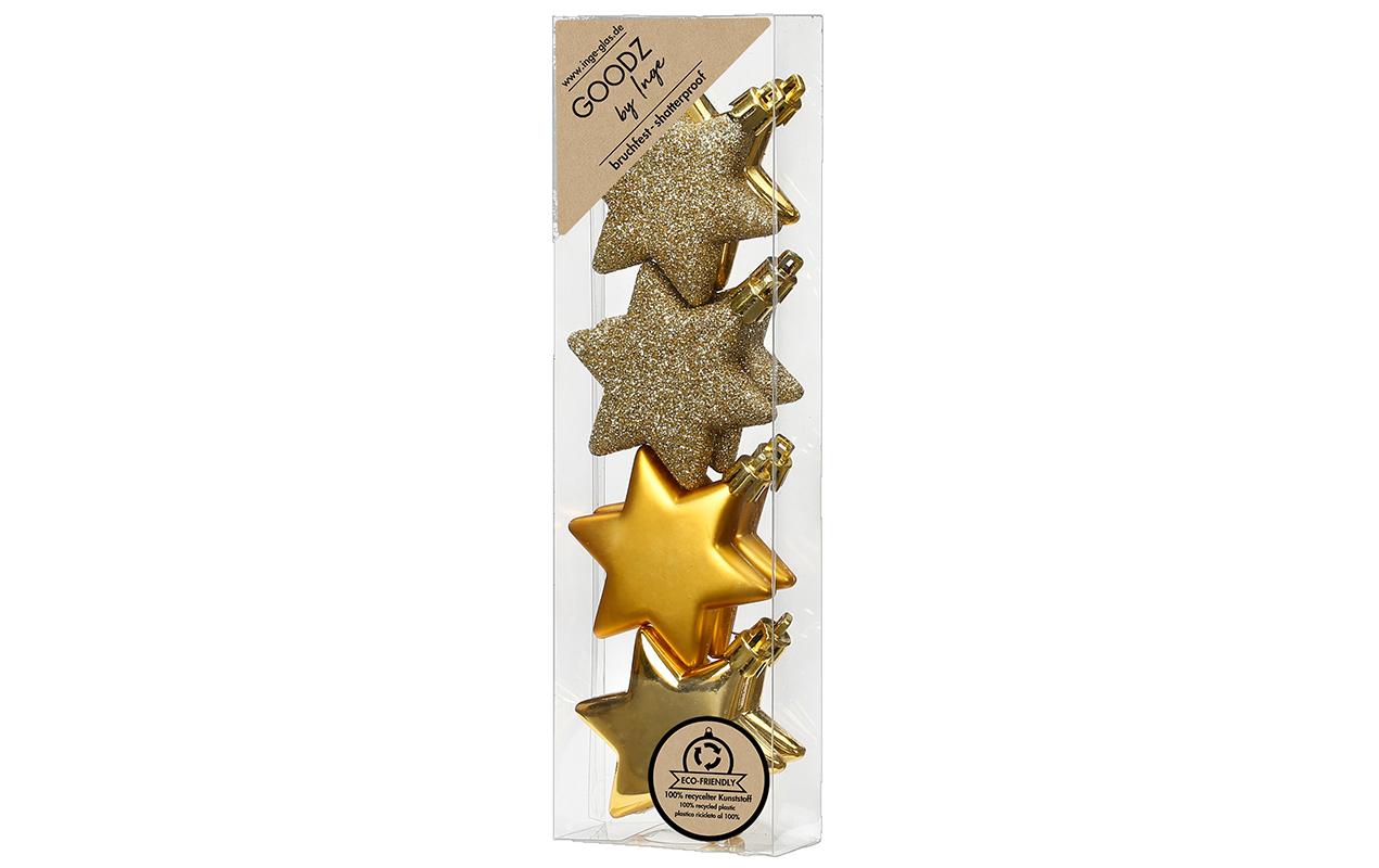 INGES CHRISTMAS DECOR Sterne Gold-Mix 6 cm 8 Stück